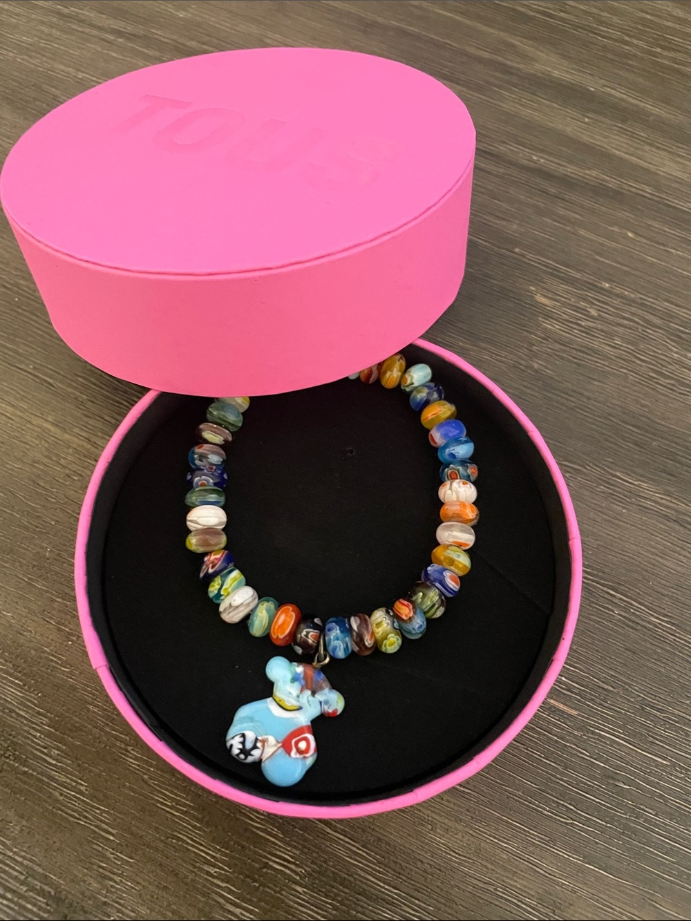 Tous Multicolor Glass Bead Bracelet with Pink Gift Box